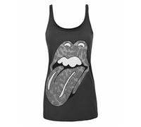 Vanilla Underground Amplified Clothing Womens Grey Rolling Stones Leopard Tongue Logo Vest - X-Small