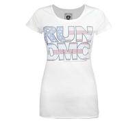 Amplified Clothing Womens White Run Dmc Diamante Logo Short Sleeved T-Shirt - Medium