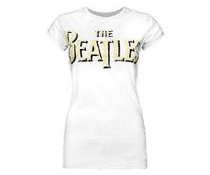 Vanilla Underground Amplified Clothing Womens White The Beatles Logo Short Sleeved T-Shirt (X-Large)