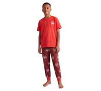 Vanilla Underground Arsenal Boys Red Short Sleeve Long Leg Pyjama Set | Classic Sleepwear with Logo | Sports Theme Nightwear for Kids | Comfortable Cotton PJs | Merch