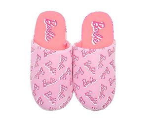 Vanilla Underground Barbie All Over Print Logo Girl's Pink Mule Slip-On Slipper 1-2 UK