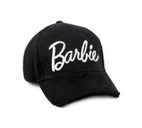 Barbie Cap for Adults Teens | Womens White Embroidered Logo One Size Black Snapback Hat | Soft Crown with Peak One Size