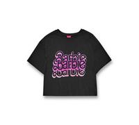 Vanilla Underground Barbie Womens Grey Triple Logo Cropped Short Sleeved T-Shirt (Large)
