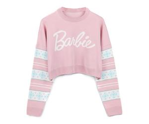 Vanilla Underground Barbie Womens Pink Barbie Logo Christmas Jumper (Large)