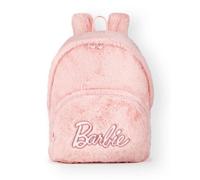Barbie Ladies Fluffy Backpack | Womens Classic Patch Logo Teddy Bear Rucksack Bag in Pink | Adjustable Straps & Spacious Compartments for Organised Storage | Doll Toy Movie Merchandise Gift for Her