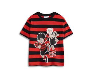 Vanilla Underground Beano Dennis The Menace Boys Red Graphic Tee | Short Sleeve Crew Neck T-Shirt with Mischief Maker Print | Kids Cartoon Top | Gnasher Character Streetwear | Beano Merch
