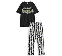 Vanilla Underground Beetlejuice Mens Black Pyjama Set | Logo Short Sleeve Long Leg PJs for Men | Classic Movie Logo Nightwear | Comfortable Sleepwear Set for Him | Retro Beetlejuice Graphic Pajamas