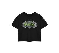 Vanilla Underground Beetlejuice Womens Black Beetlejuice Logo Crop Top Cropped Short Sleeved T-Shirt (X-Large)