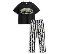 Vanilla Underground Beetlejuice Women's Graphic Pyjama Set | Short Sleeve Long Leg Nightwear | Logo Graphic Sleepwear | Beetlejuice Women's PJs in Multicolour | Comfy Lounge Set for Ladies