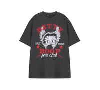 Vanilla Underground Betty Boop Womens Grey Short Sleeve Graphic Tee | Retro Fan Club EST 1930 Shirt | Cartoon Character Crew Neck Top | Casual Black T-Shirt for Women