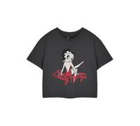 Vanilla Underground Betty Boop Womens Grey Leg Cropped Short Sleeved T-Shirt (Large)