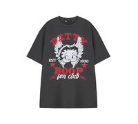 Vanilla Underground Betty Boop Womens Grey Short Sleeve Graphic Tee | Retro Fan Club EST 1930 Shirt | Cartoon Character Crew Neck Top | Casual Black T-Shirt for Women