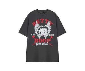 Vanilla Underground Betty Boop Womens Grey Short Sleeve Graphic Tee | Retro Fan Club EST 1930 Shirt | Cartoon Character Crew Neck Top | Casual Black T-Shirt for Women
