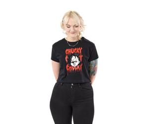 Vanilla Underground Chucky Womens Black Chucky Chucky Chucky Crop Cropped Short Sleeved T-Shirt (Medium)