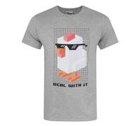 Vanilla Underground Crossy Road Mens Grey Deal With It Short Sleeved T-Shirt (X-Large)