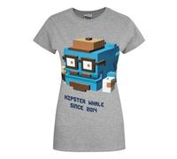 Vanilla Underground Crossy Road Womens Grey Hipster Whale Short Sleeved T-Shirt (X-Large)