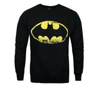 Vanilla Underground Dc Comics Mens Black Batman Distressed Logo Sweatshirt (Small)
