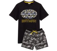 DC Comics Batman Pyjamas For Men | Short OR Long Leg Bottom Options Camo PJS | Adults Superhero Black T-Shirt & Adjustable Drawstring Loungepants Gift