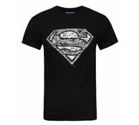 Vanilla Underground Dc Comics Mens Black Superman Distressed Logo Short Sleeved T-Shirt (Small)