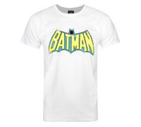 Vanilla Underground Dc Comics Mens White Batman Retro Logo Short Sleeved T-Shirt (Small)