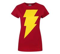 Vanilla Underground Dc Comics Womens Red Shazam Logo Short Sleeved T-Shirt (Large)
