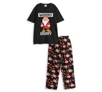 Vanilla Underground Disney Snow White & The Seven Dwarfs Mens Black Grumpy Short Sleeve Long Leg Pyjama Set (Medium)