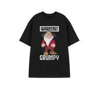 Disney Men's Warning Grumpy Snow White & The Seven Dwarfs Short Sleeved T-Shirt | Black | Officially Licensed Merch | Size: Medium Disney Black M