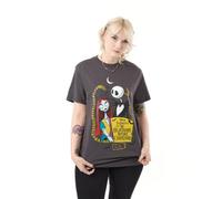 Vanilla Underground Disney The Nightmare Before Christmas Unisex Grey Jack And Sally Short Sleeved T-Shirt (Large)