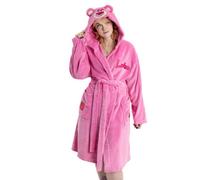 Disney Toy Story Lotso Womens Pink Hooded Bathrobe | Cosy Fleece for Bathing & Lounging | Long Sleeve Design with Tie Closure | Movie Character Merchandise Merch - Small