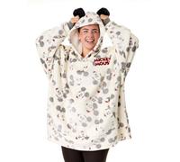 Disney Mickey Mouse Women's Wearable Blanket Hoodie | Adults Beige Hooded Pullover with Mickey Mouse All Over Print | Ladies Sherpa Lined Loungewear with Pockets & 3D Ears | Cartoon Movie Gift