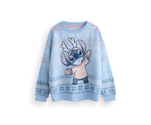 Vanilla Underground Disney Womens Blue Stitch Christmas Jumper (Xx-Large)