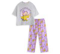 Disney Snow White Dopey Womens Grey Short Sleeve Long Leg Pyjama Set | I'm a Little Dreamer Print | Cartoon Nightwear for Bedtime | Comfortable Sleepwear Merch - Medium