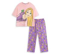 Disney Tangled Rapunzel Womens Pink Short Sleeve Long Leg Pyjama Set | Sleepwear with Movie Theme Print | Comfortable Nightwear for Relaxation Merch - X-Large