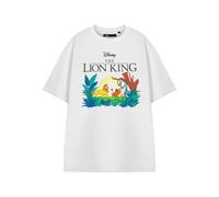 Disney The Lion King Womens White Short Sleeved T-Shirt | Simba Nala Graphic Tee | Classic Movie Apparel | Hakuna Matata Gift