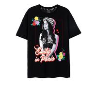 Vanilla Underground Emily In Paris Womens Black Floral Short Sleeved T-Shirt (Small)