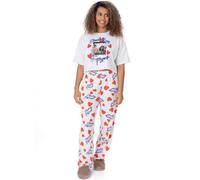 Vanilla Underground Emily In Paris Womens Multicoloured All-Over Print Short Sleeve Long Leg Pyjama Set (Large)