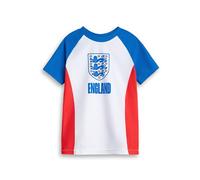 Vanilla Underground England Football Team Crest Boys Blue Swim Top | Classic Short Sleeve Swimwear with Crew Neck | Sports Beachwear Featuring England Logo | Ideal for Young Fans - 7-8 Years