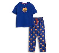 Vanilla Underground Fc Barcelona Mens Black Logo Short Sleeve Long Leg Pyjama Set (Large)