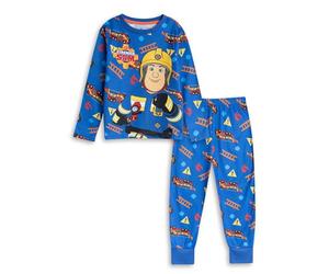 Vanilla Underground Fireman Sam Boys Blue Long Sleeve Long Leg Pyjama Set | Character Sleepwear with Fireman Sam Print | Kids Nightwear | Cartoon PJs for Bedtime