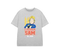 Vanilla Underground Fireman Sam Kids Grey T-Shirt | No.1 Hero Graphic Tee for Boys | Short Sleeve Cartoon Top | Fireman Sam Character Apparel | Casual Wear Children's Clothing