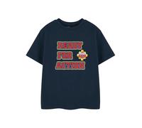 Vanilla Underground Fireman Sam Ready for Action Navy Blue T-Shirt | Short Sleeve Boys Graphic Tee | Classic Cartoon Character Top | Casual Wear Fireman Merchandise