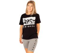 Vanilla Underground Friends Womens Black Short Sleeve Cycling Short Pyjama Set (Small)