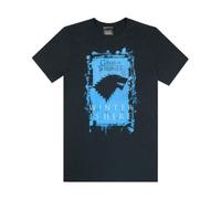 Vanilla Underground Game Of Thrones Mens Black Stark House Direwolf Graphic With Slogan Short Sleeved T-Shirt (Large)