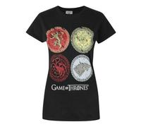 Vanilla Underground Game Of Thrones Womens Black House Crests Short Sleeved T-Shirt (Xx-Large)