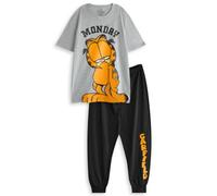 Vanilla Underground Garfield Mens Grey Multi Character Short Sleeve Long Leg Pyjama Set (Small)