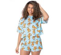 Vanilla Underground Garfield Womens Blue Garfield All-Over Print Short Sleeve Short Leg Pyjama Set (Small)