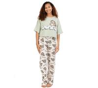 Vanilla Underground Garfield Womens Green All-Over Print Short Sleeve Long Leg Pyjama Set (Large)