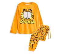 Vanilla Underground Garfield Womens Orange Big Face Long Sleeve Long Leg Pyjama Set (Small)