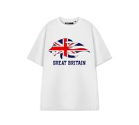 Vanilla Underground Great Britain Unisex White Graphic Tee | British Lion Flag Short Sleeve T-Shirt Design for Men & Women | Support Apparel