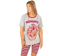 Vanilla Underground Harry Potter Womens Grey Hogwarts Crest Short Sleeve Cycling Short Pyjama Set (Small)